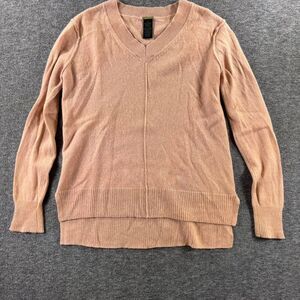 Magaschoni Boho Cashmere Sweater Peach Pink Split Hem Reverse Seams Boxy Sz S